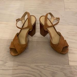 MICHAEL KORS BROWN HEELED WEDGES SIZE 7 BOHO SHOES